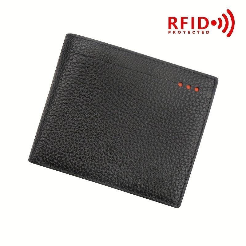 Men's Leather Short Wallet Money Clip RFID Anti theft card