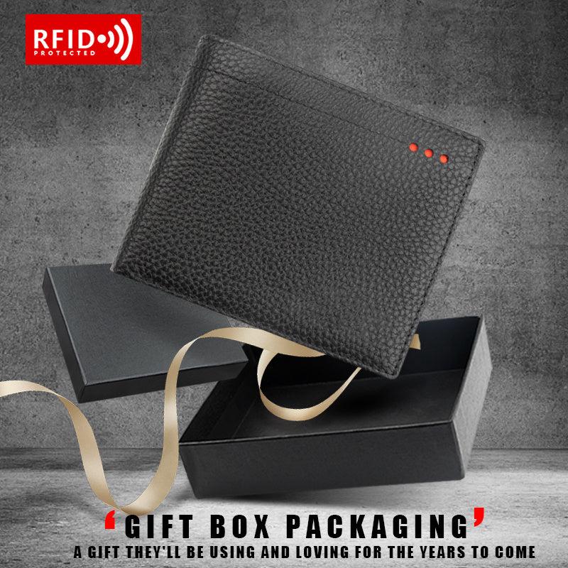Men's Leather Short Wallet Money Clip RFID Anti theft card