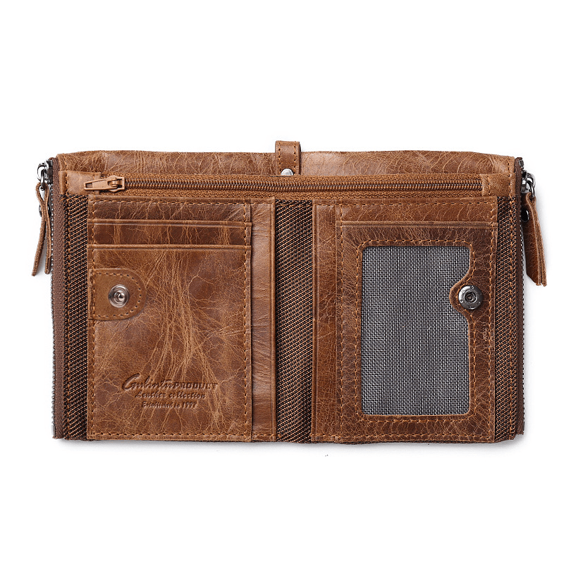 Vintage Men's Leather Wallet Coin Purse Zipper Wallet