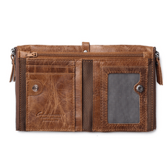 Vintage Men's Leather Wallet Coin Purse Zipper Wallet