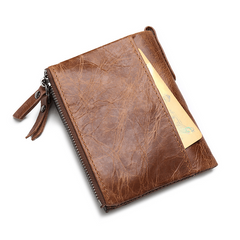 Vintage Men's Leather Wallet Coin Purse Zipper Wallet
