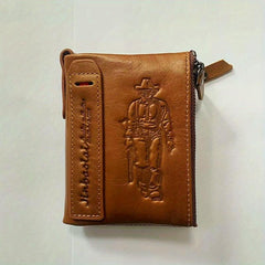 Vintage Men's Leather Wallet Coin Purse Zipper Wallet