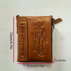 Vintage Men's Leather Wallet Coin Purse Zipper Wallet
