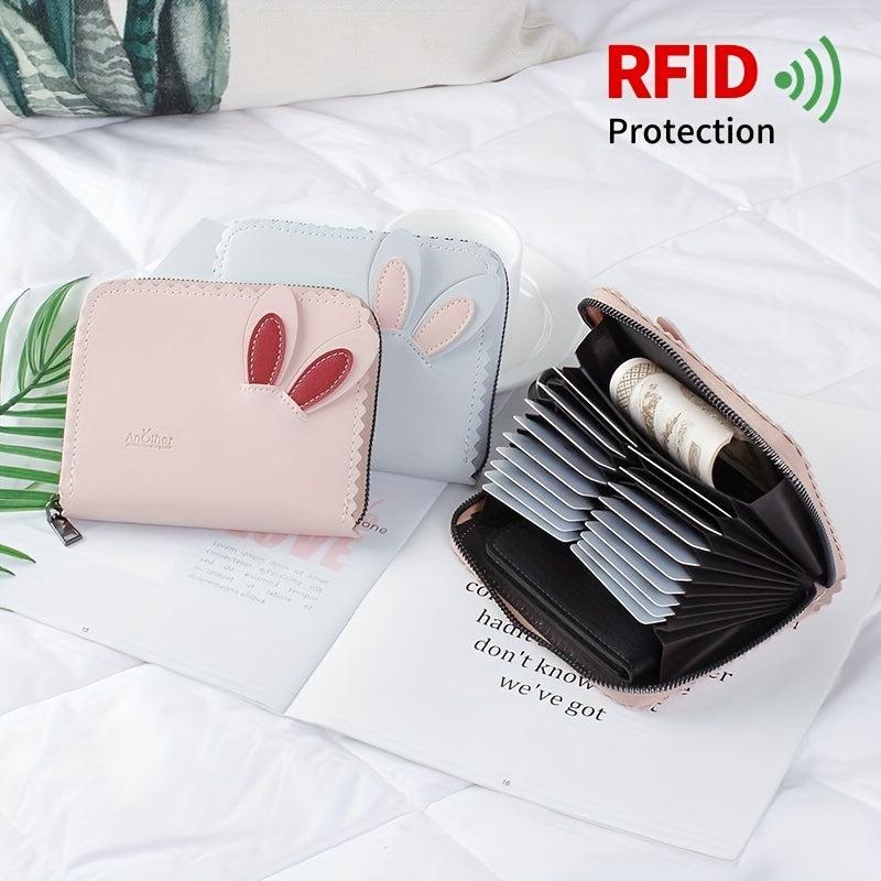 Double Card Slot PU Leather Organ Card Slot Anti-theft Storage Bag
