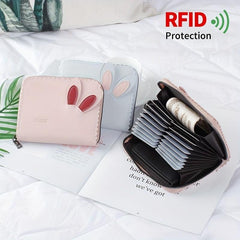 Double Card Slot PU Leather Organ Card Slot Anti-theft Storage Bag