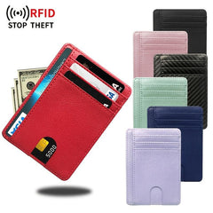 RFID Card Sleeve Portable Pu Leather Credit Card Bag