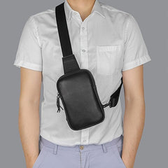 Mini Leather Chest Bag Small Sling Shoulder Front Phone Bag