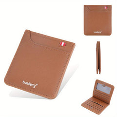 Men's Short Wallet Toothpick Pattern Webbing Belt PU Leather card Wallet