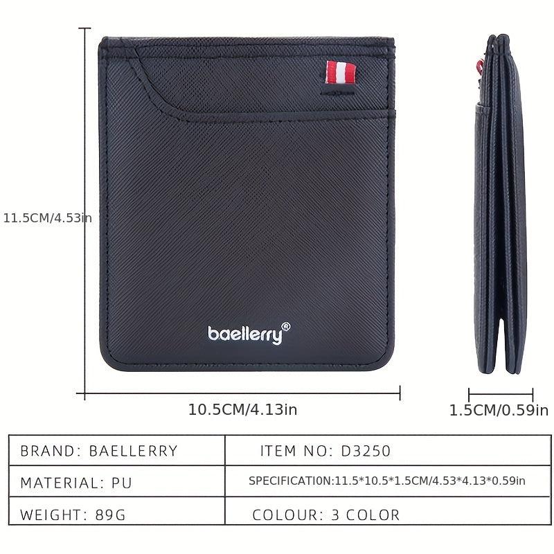 Men's Short Wallet Toothpick Pattern Webbing Belt PU Leather card Wallet