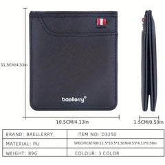 Men's Short Wallet Toothpick Pattern Webbing Belt PU Leather card Wallet