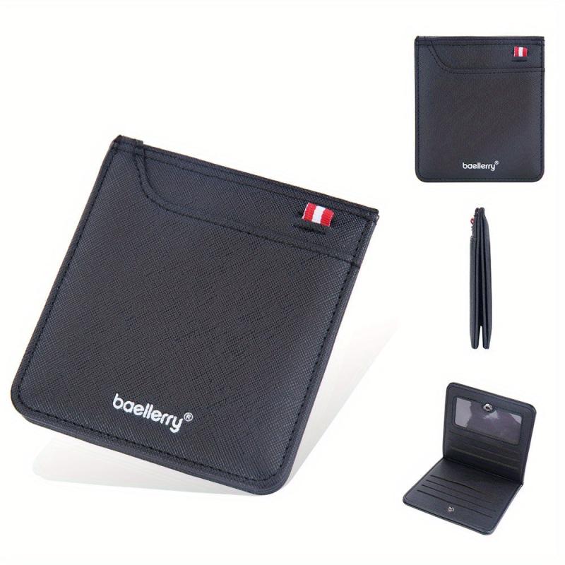 Men's Short Wallet Toothpick Pattern Webbing Belt PU Leather card Wallet