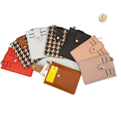 Men's Card Holder Zipper Coin Purse Snap Button Card Bag