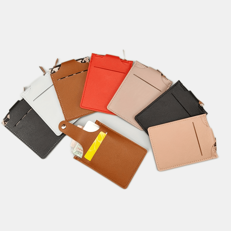 Men's Card Holder Zipper Coin Purse Snap Button Card Bag