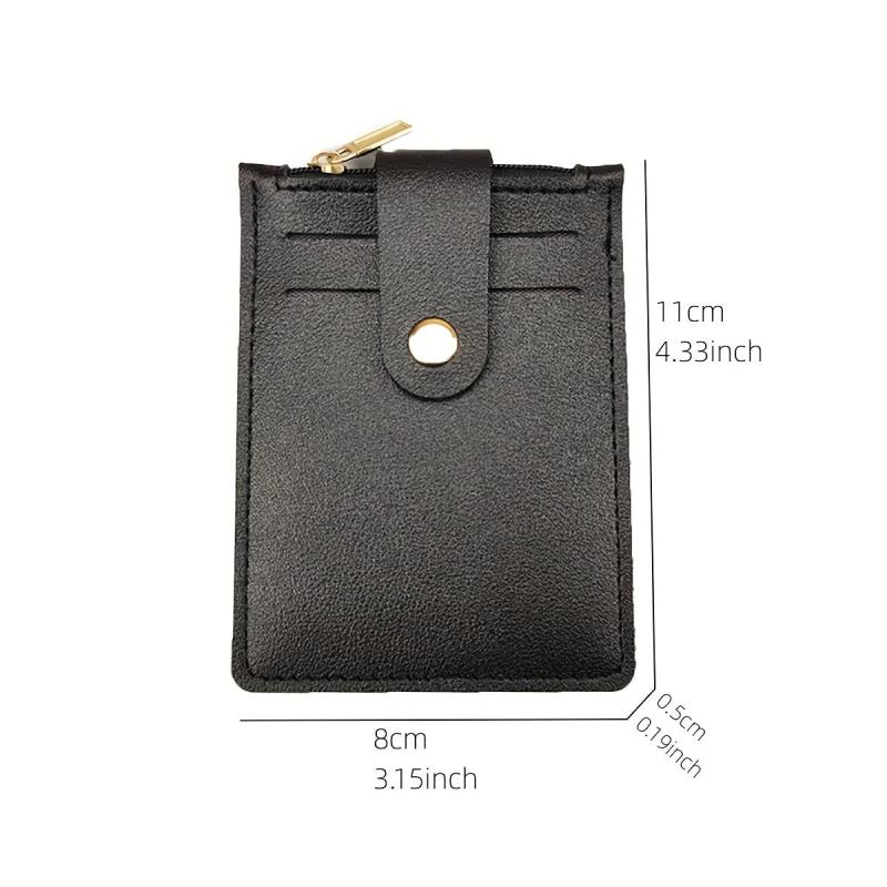 Men's Card Holder Zipper Coin Purse Snap Button Card Bag
