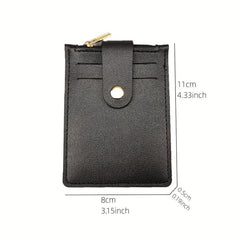 Men's Card Holder Zipper Coin Purse Snap Button Card Bag