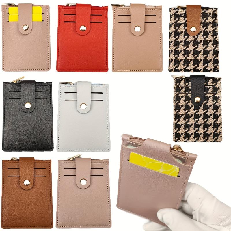 Men's Card Holder Zipper Coin Purse Snap Button Card Bag