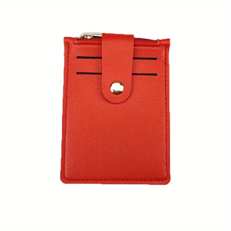 Men's Card Holder Zipper Coin Purse Snap Button Card Bag