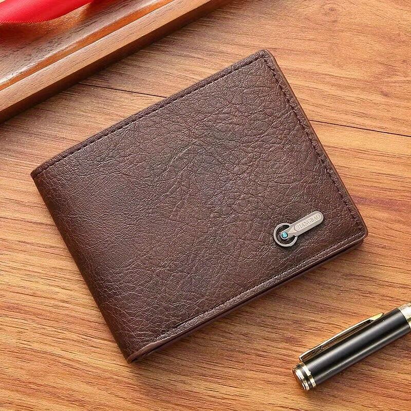 Men's PU Leather Business Short Wallet Bifold Card Slots