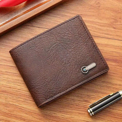 Men's PU Leather Business Short Wallet Bifold Card Slots