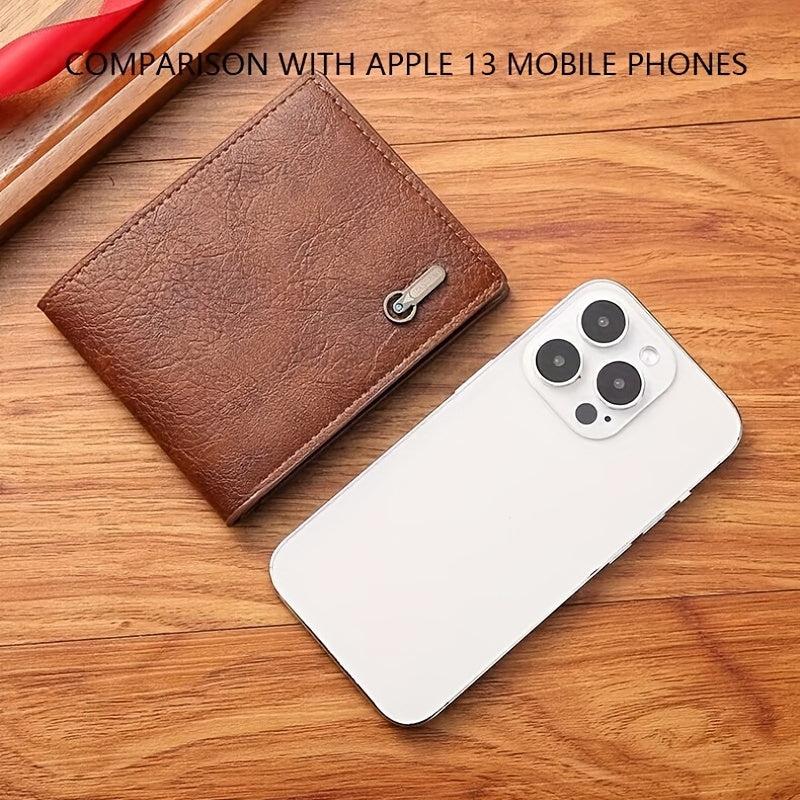 Men's PU Leather Business Short Wallet Bifold Card Slots