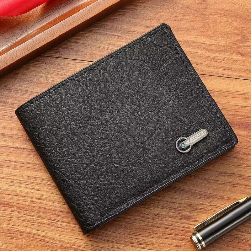 Men's PU Leather Business Short Wallet Bifold Card Slots