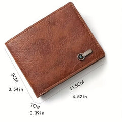 Men's PU Leather Business Short Wallet Bifold Card Slots