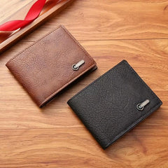 Men's PU Leather Business Short Wallet Bifold Card Slots