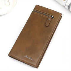 Men's Leather Long Bifold Wallet RFID Blocking