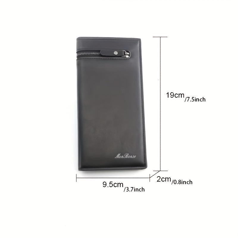 Men's Leather Long Bifold Wallet RFID Blocking