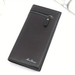 Men's Leather Long Bifold Wallet RFID Blocking