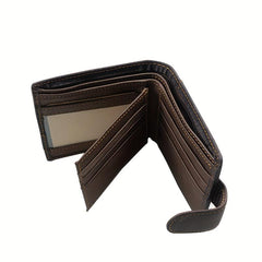 Leather Bifold Wallet - 2 ID Windows Vintage Money Clip - Men Women
