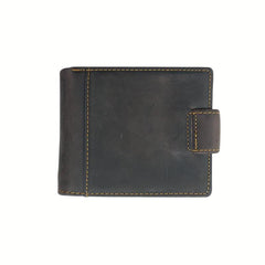 Leather Bifold Wallet - 2 ID Windows Vintage Money Clip - Men Women