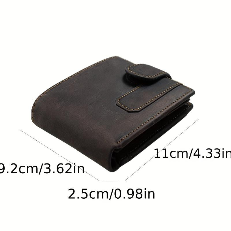 Leather Bifold Wallet - 2 ID Windows Vintage Money Clip - Men Women