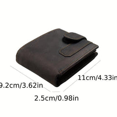 Leather Bifold Wallet - 2 ID Windows Vintage Money Clip - Men Women