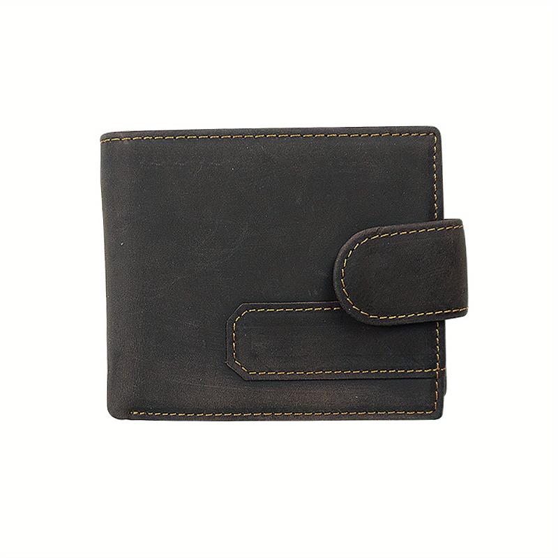 Leather Bifold Wallet - 2 ID Windows Vintage Money Clip - Men Women