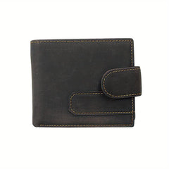 Leather Bifold Wallet - 2 ID Windows Vintage Money Clip - Men Women