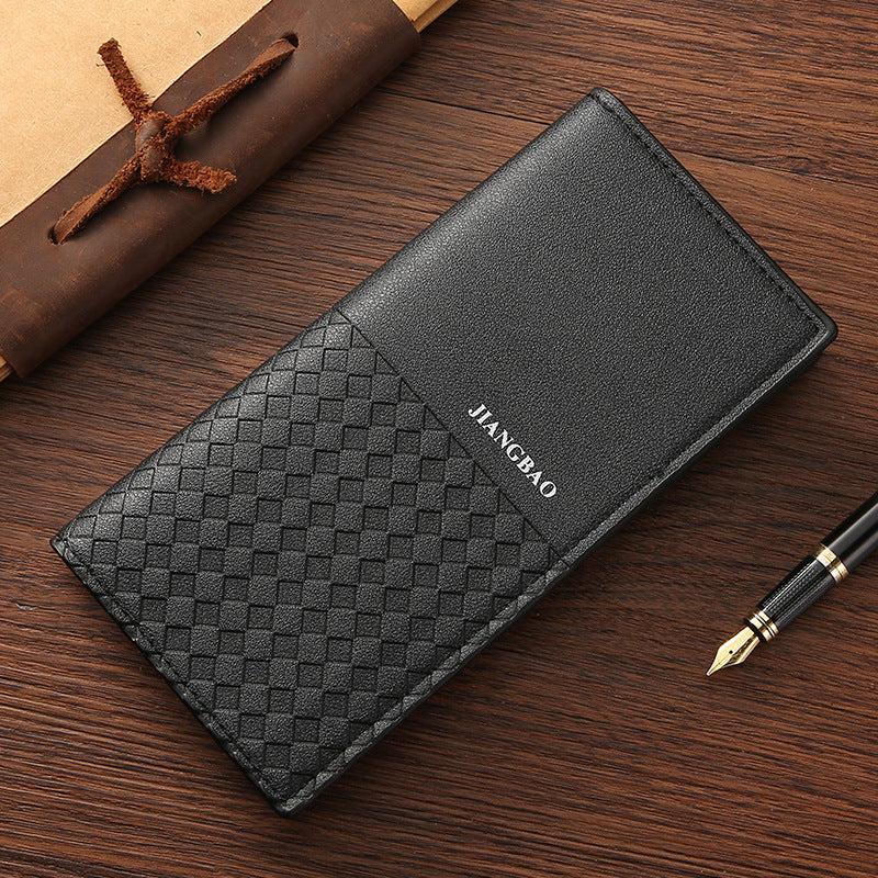 1PC MEN'S LONG WALLET Business PU Leather Daily Commuting Coffee Brown
