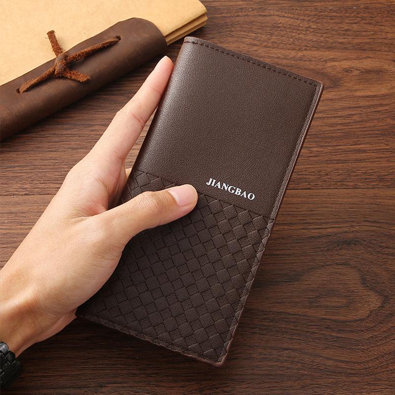 1PC MEN'S LONG WALLET Business PU Leather Daily Commuting Coffee Brown