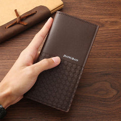 1PC MEN'S LONG WALLET Business PU Leather Daily Commuting Coffee Brown