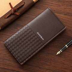 1PC MEN'S LONG WALLET Business PU Leather Daily Commuting Coffee Brown