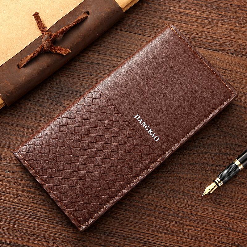 1PC MEN'S LONG WALLET Business PU Leather Daily Commuting Coffee Brown