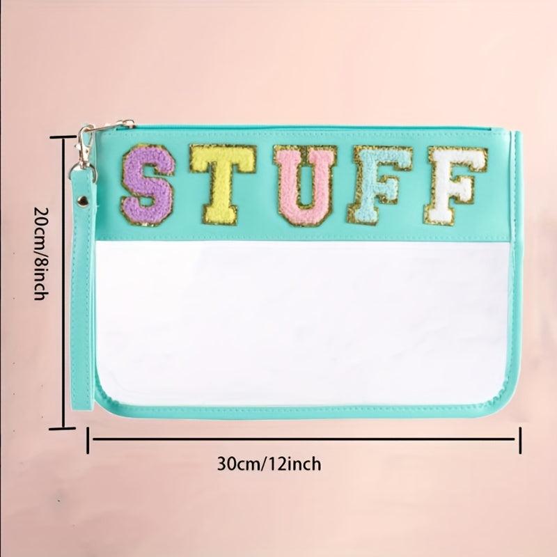 Plush Letter Makeup Bag Zipper Transparent Cosmetic Travel Storage