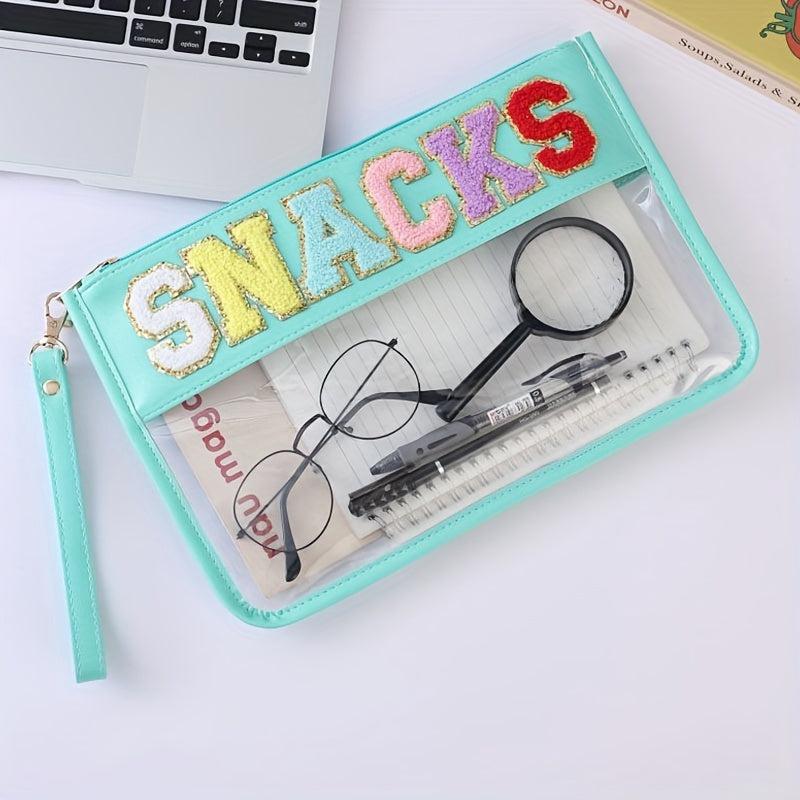Plush Letter Makeup Bag Zipper Transparent Cosmetic Travel Storage