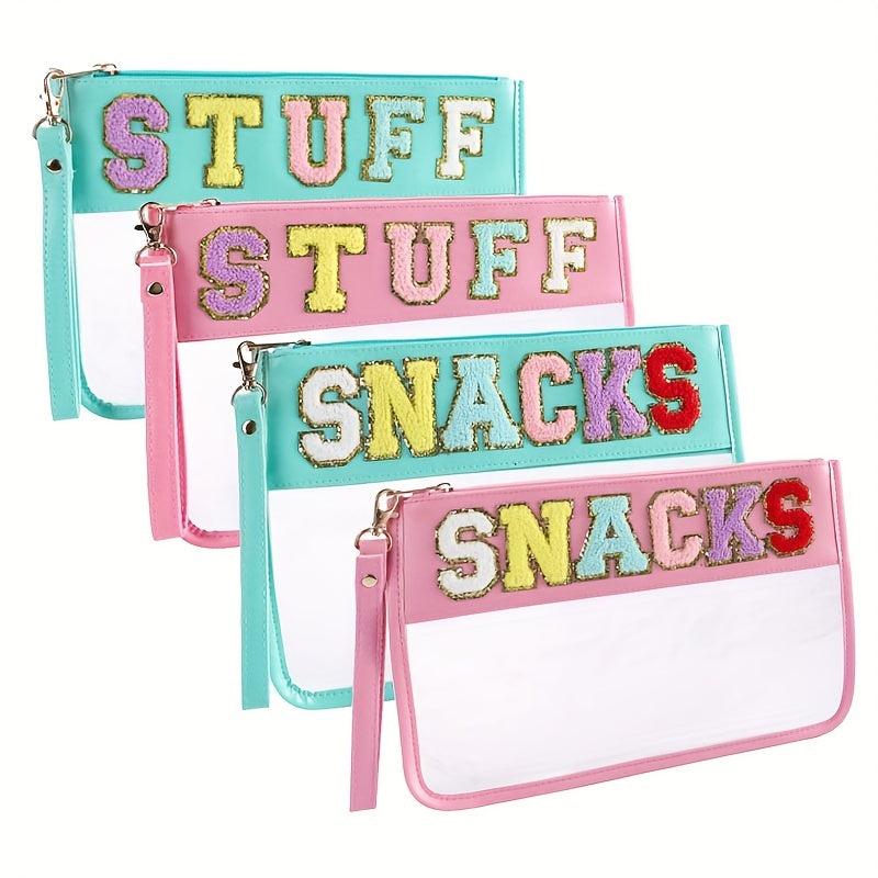 Plush Letter Makeup Bag Zipper Transparent Cosmetic Travel Storage