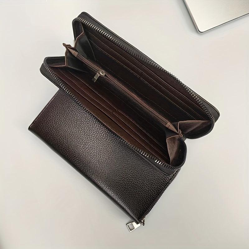 Men's Long Zipper Wallet Large Capacity Clutch Mobile Phone Bag