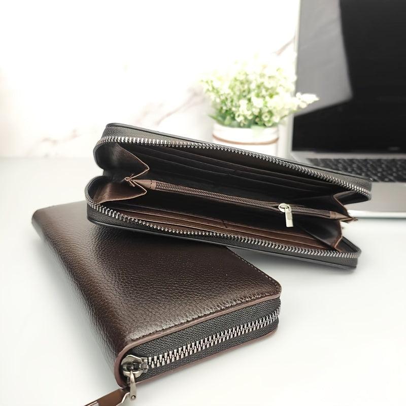 Men's Long Zipper Wallet Large Capacity Clutch Mobile Phone Bag