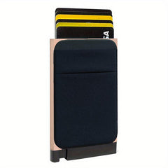 RFID Aluminum Men Wallet with Elastic Back Pouch