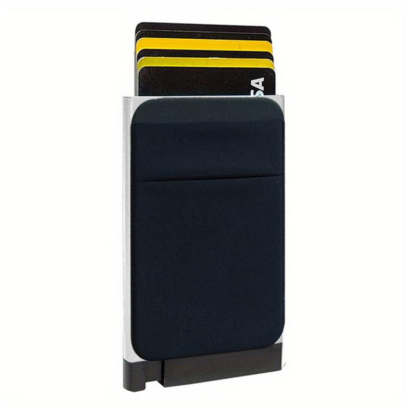RFID Aluminum Men Wallet with Elastic Back Pouch