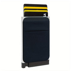 RFID Aluminum Men Wallet with Elastic Back Pouch