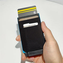 RFID Aluminum Men Wallet with Elastic Back Pouch